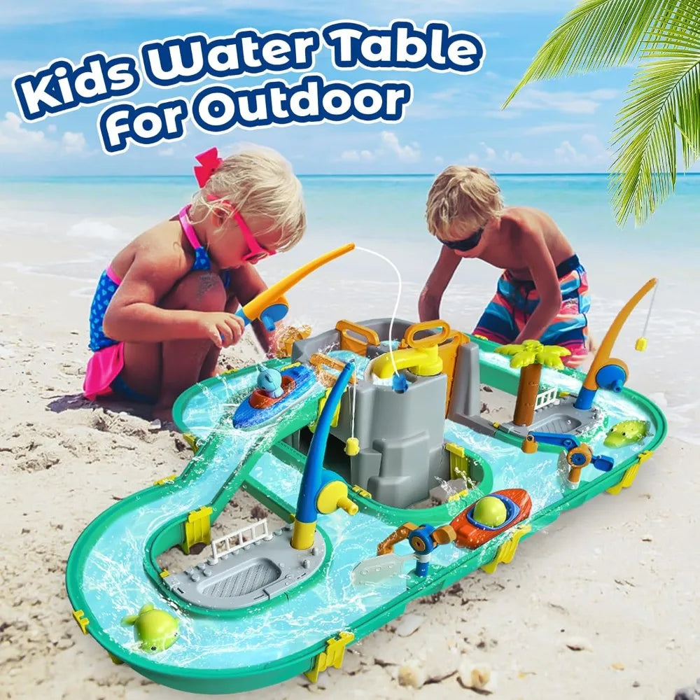 2-Tier Kids Water Table | 40" Outdoor Water Park Playset