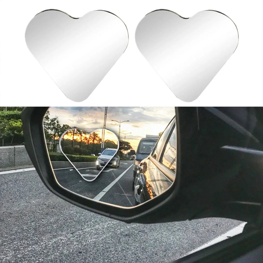 Blind Spot Mirrors 2 Heart Shaped Rearview Convex Mirror Removable