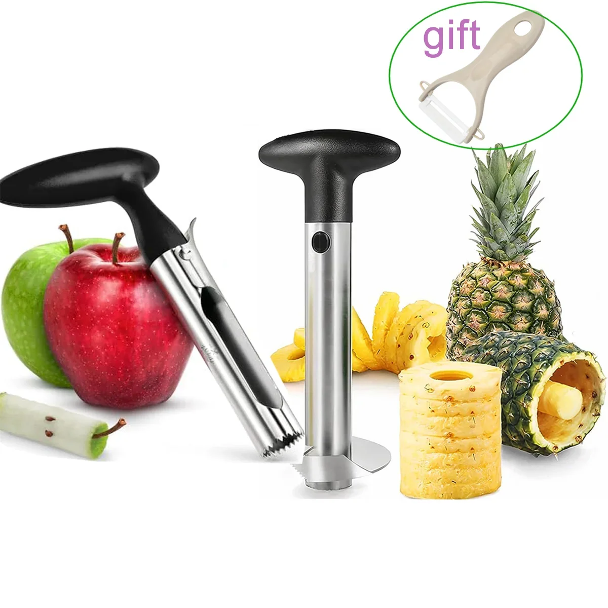 Stainless Steel Fruit Corer & Slicer Set – Pineapple & Apple
