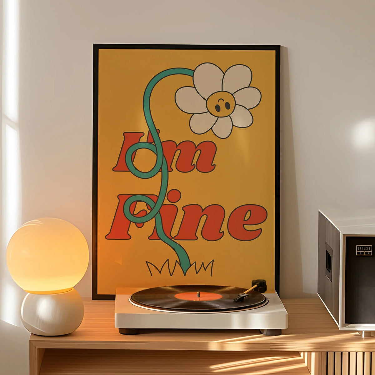 "I'm Fine" Sunflower Quote Canvas Wall Art Print | Home Décor