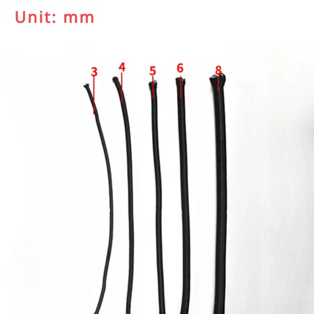 Black Elastic Cord 3–8mm | Polyester Sewing Stretch Rope 10M