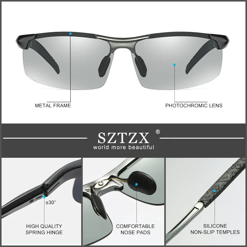 SZTZX Photochromic Polarized Sport Sunglasses UV400 Cycling