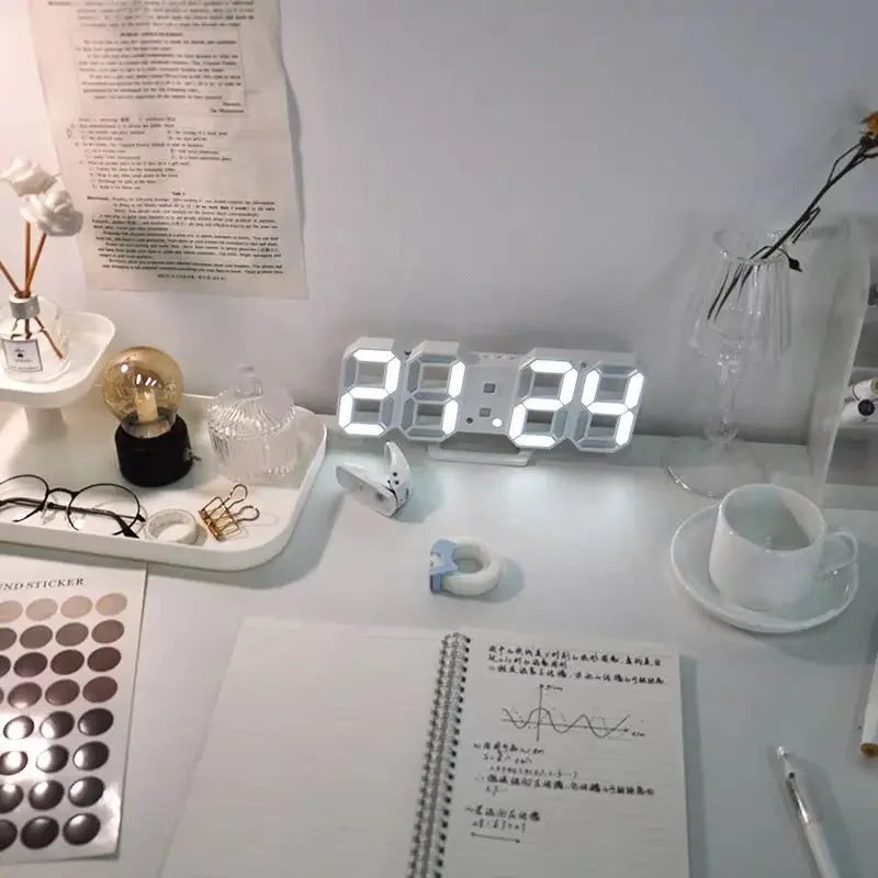 LED Digital Wall Clock with Alarm, Temperature & Date Display