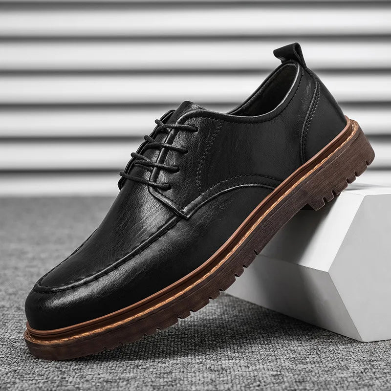 YBQJOO Men's Genuine Leather Oxford Shoes – Waterproof Lace-Up