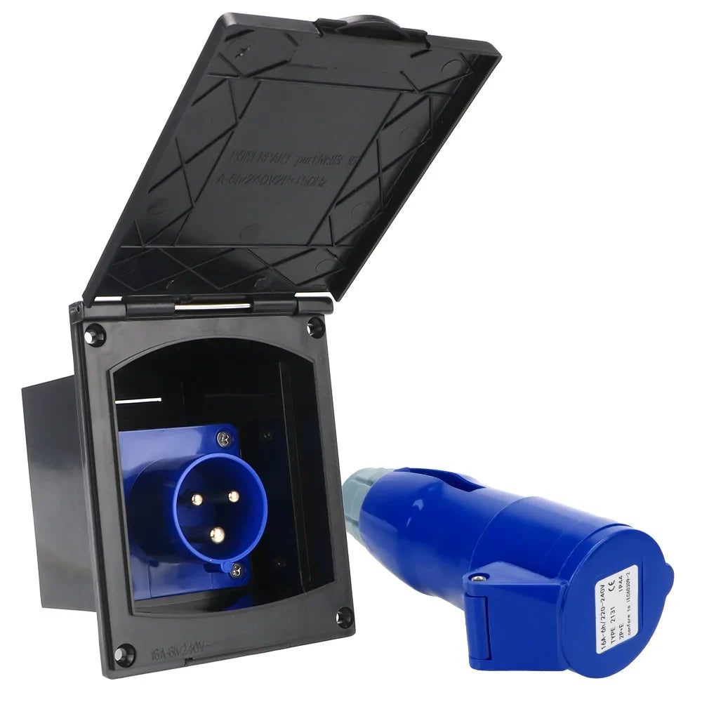 Waterproof 16A 240V Flush Hook-Up Plug Socket for RV & Marine