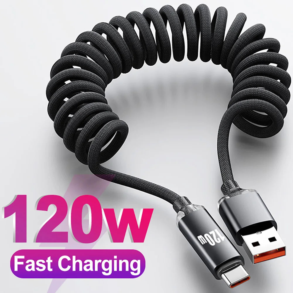 120W Retractable USB-C Fast Charging Cable – iPhone & Android
