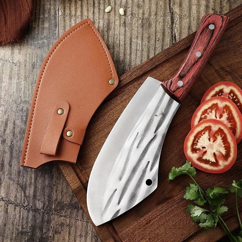 Forged Stainless Steel Cleaver Knife – Wood Handle Butcher