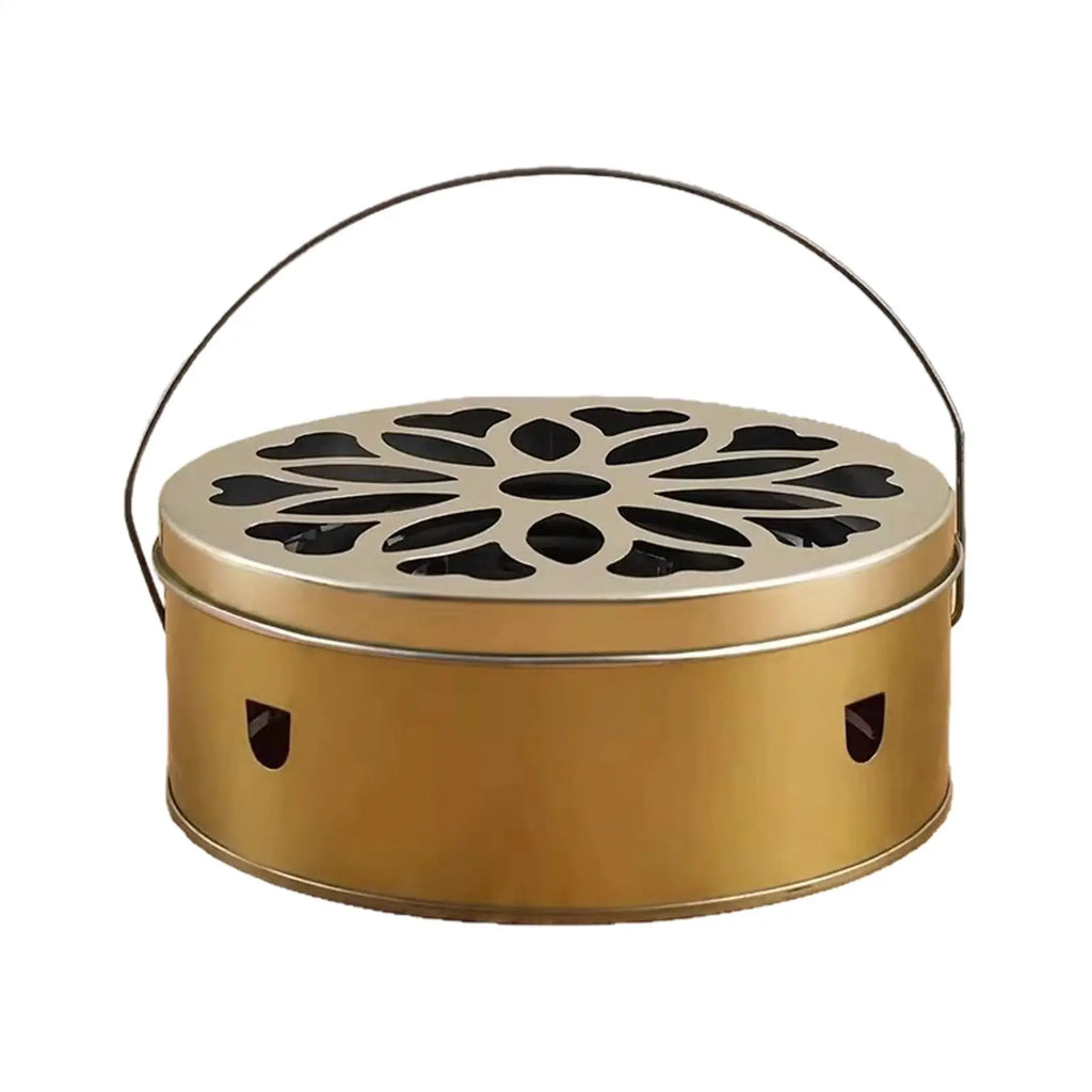 Stainless Steel Mosquito Coil Holder Box with Lid & Handle