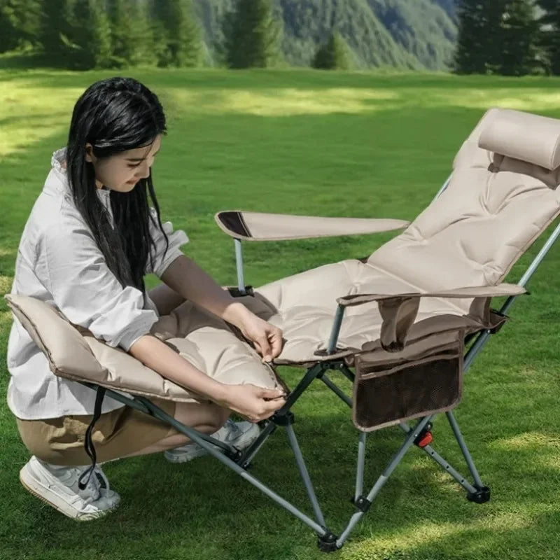 Adjustable Folding Camping Recliner – Cushioned Outdoor Chair