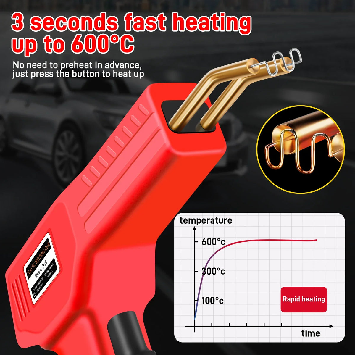 Car Bumper Repair Plastic Welder Nail Gun 4 Sizes Nails PVC ABS
