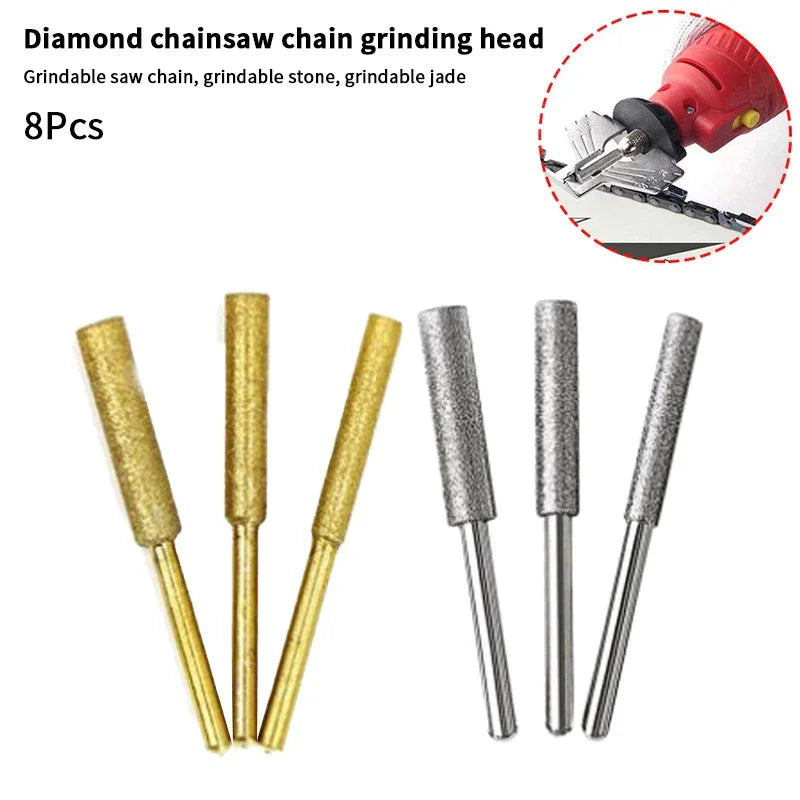 8-Pc Titanium Diamond Chainsaw Sharpener Bits 4/4.8/5.5mm