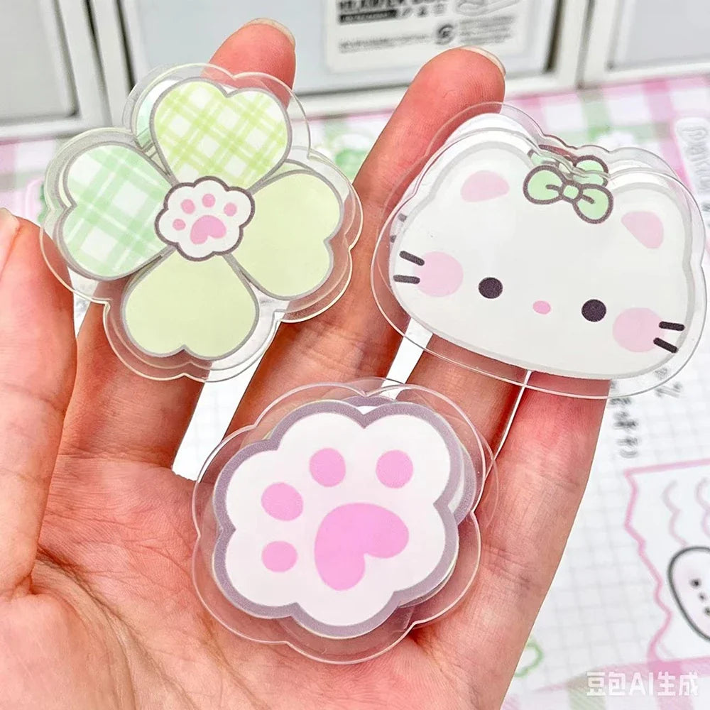 3 Acrylic Clip Simple Cute Double-sided Pattern Fresh Long Tail File