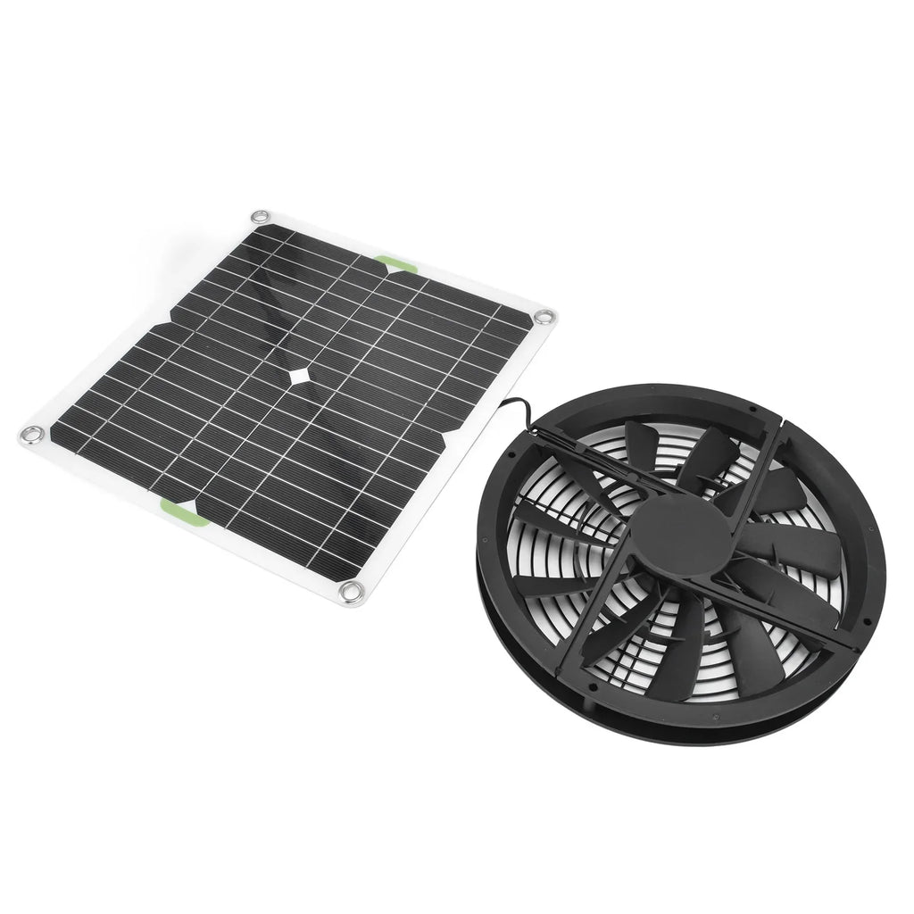 Solar Panel Fan 100W Waterproof Round Ventilation Case Exhaust