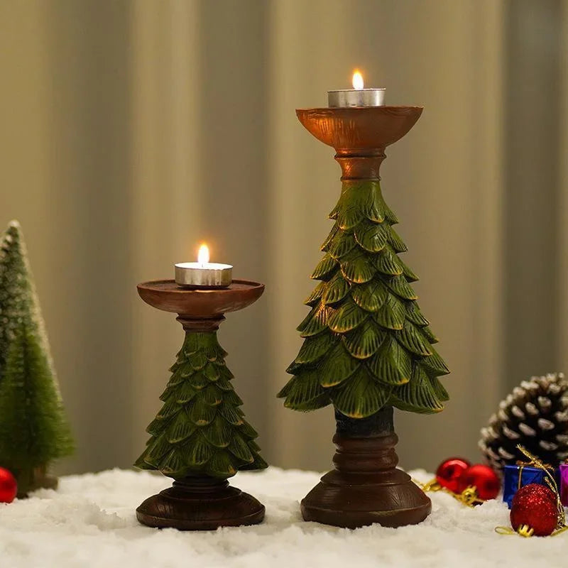Christmas Tree Candle Holder – Resin Festive Candlestick Decor