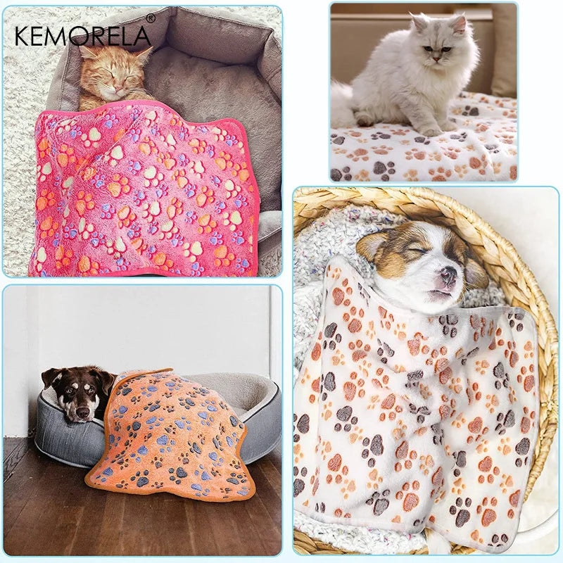 Soft Fluffy Pet Blanket – Paws & Elephant Pattern | Cats & Dogs