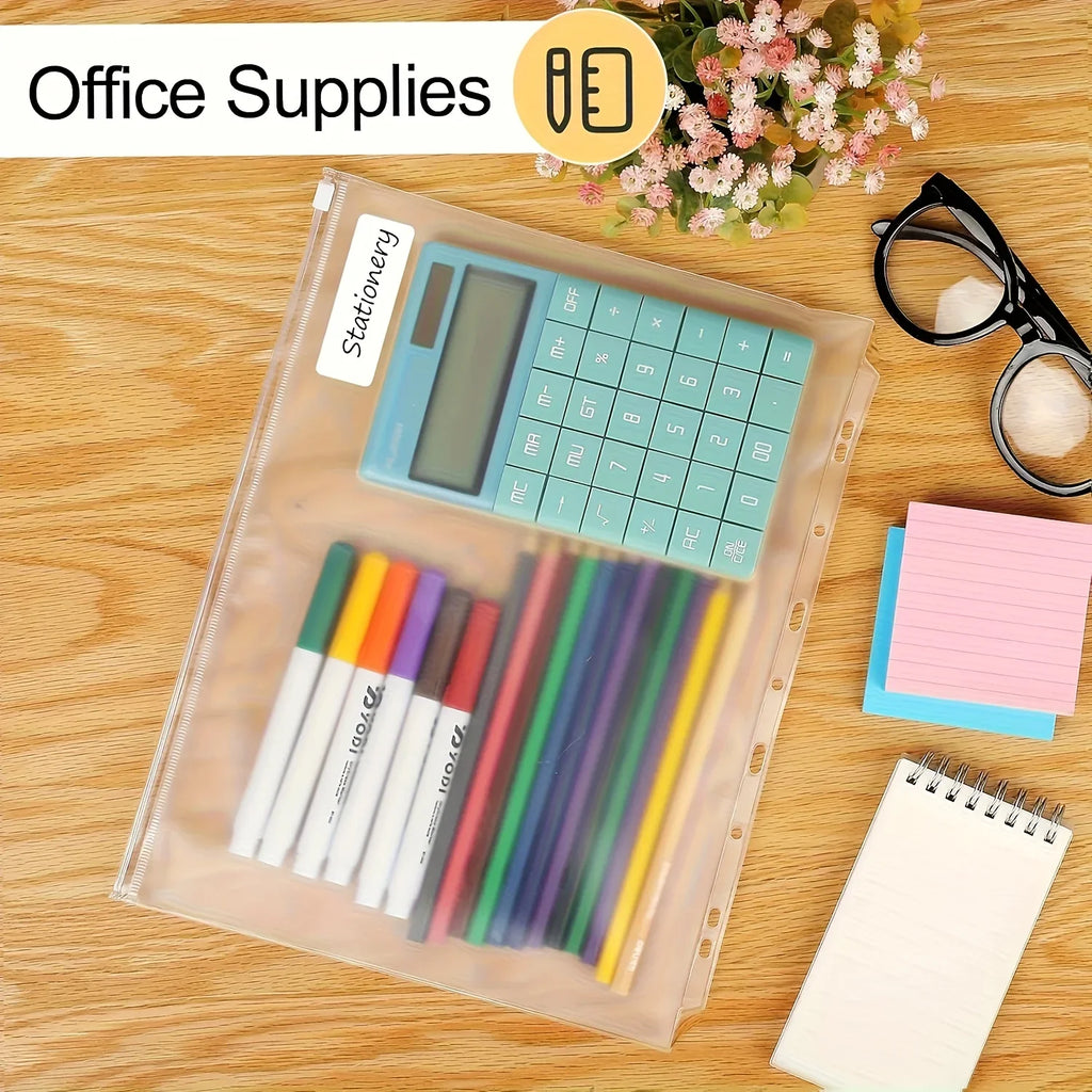 Clear Binder Pockets 12-Pack – 11-Hole Letter Size PVC Organizer
