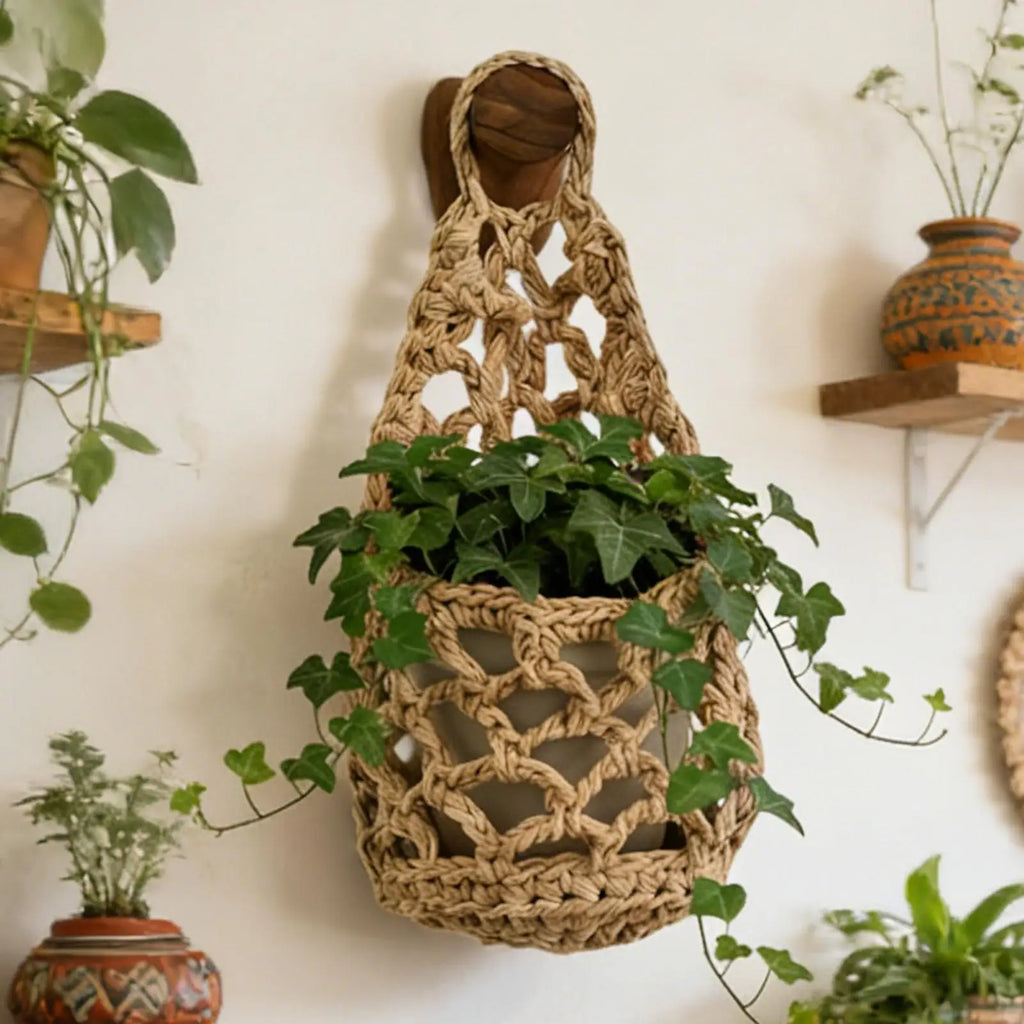 Macrame Plant Wall Hanger – Handwoven Cotton Rope Pot Holder