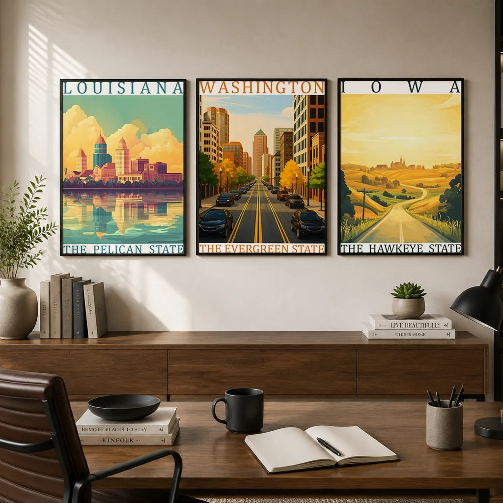 Vintage Retro Landscape Canvas Wall Art – American Landmark Print