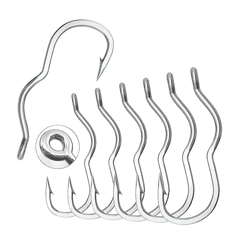 50-Pack Crank Fishing Hooks – High Carbon Steel, Sizes 5#–14#