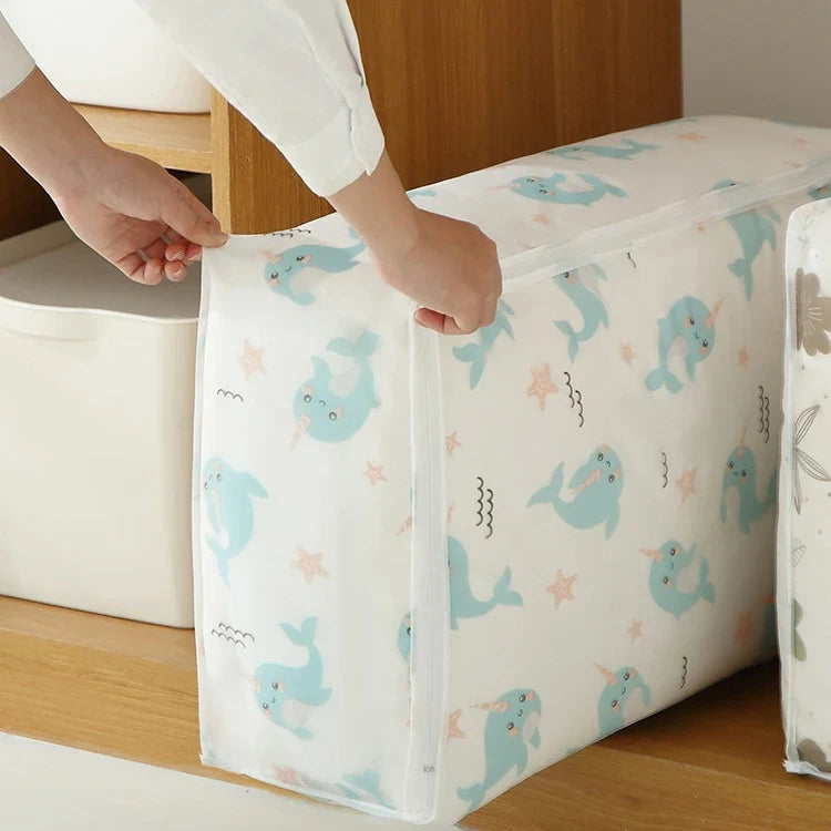 Peva Printed Waterproof Dust-proof Quilt Storage Bag Collapsible Easy