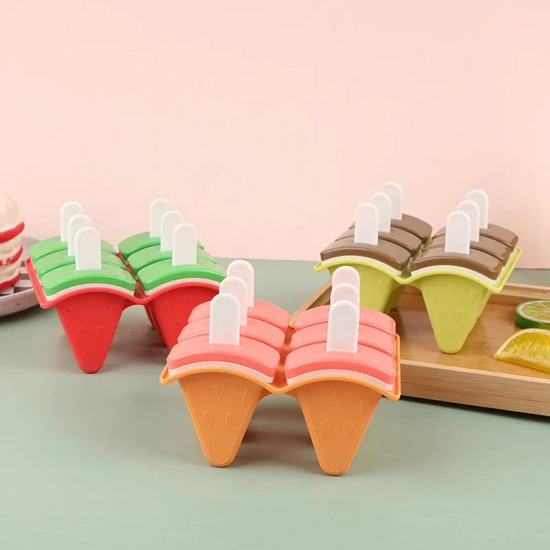 4-Grid Fruit Shaped Popsicle Molds with Lids | BPA-Free 4pcs