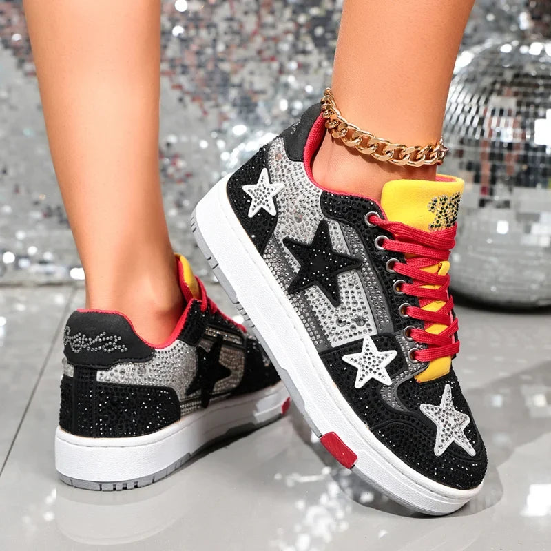 UXST Women's Rhinestone Star Sneakers – Bling Fashion Shoes