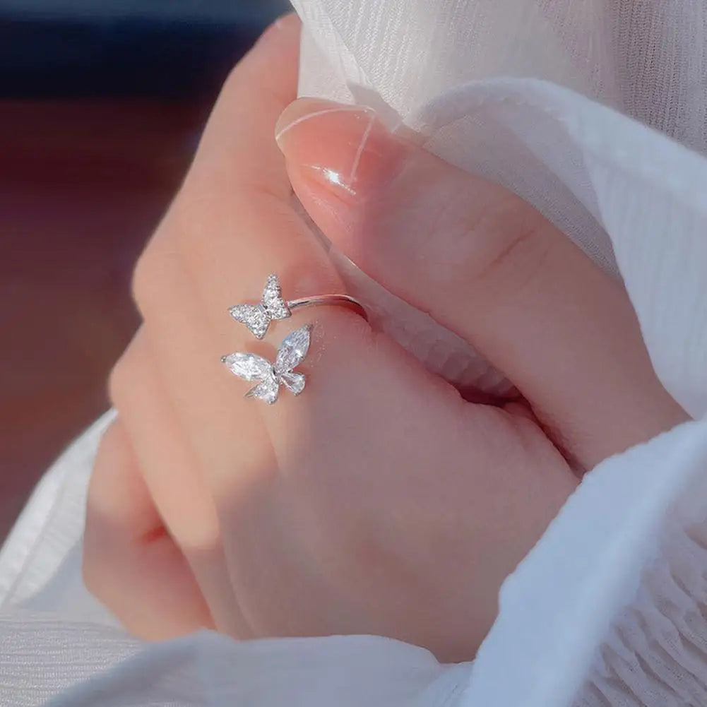 Adjustable Women Opening Butterfly Ring Ornament Girls Jewellery Rings