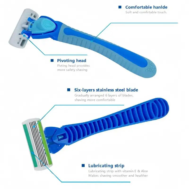 6-Layer Manual Safety Razor – Replaceable Head for Men & Women