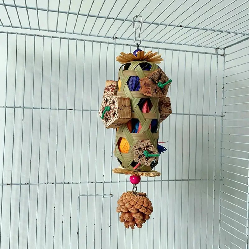 Parrot Foraging Chew Toy – Natural Wood Bird Enrichment Toy