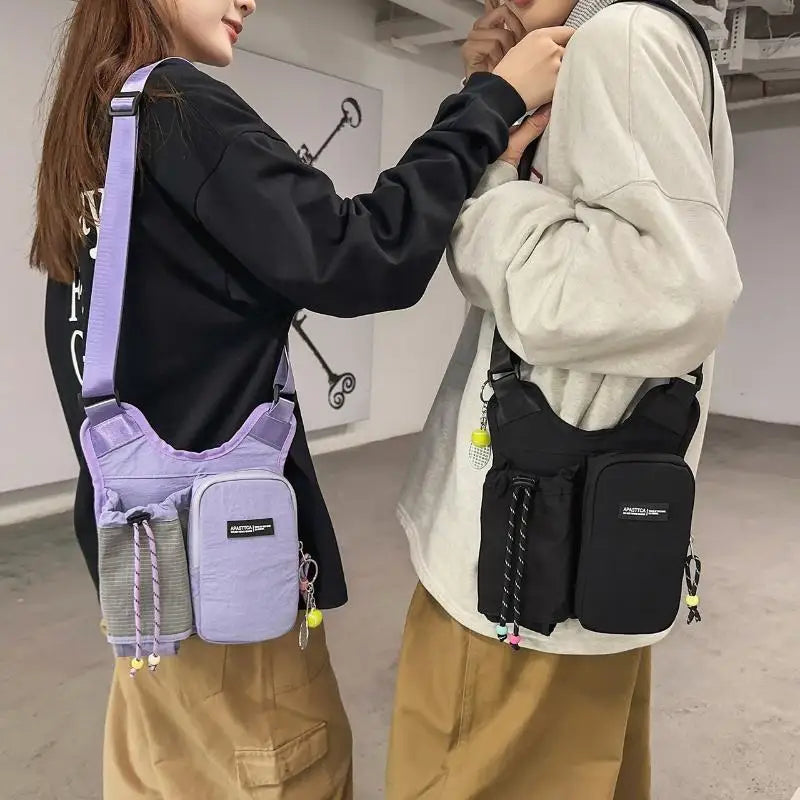 Minimalist Crossbody Water Bottle Bag | Nylon Shoulder Pouch