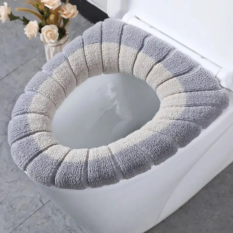 Soft Knitted Toilet Seat Cushion Cover – Warm, Washable, Universal