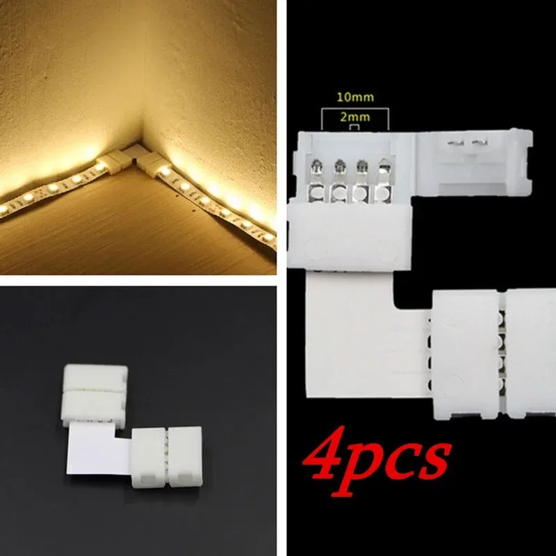 L-shape 4Pin RGB 5050 LED Connector Strip Light Connectors L-shaped