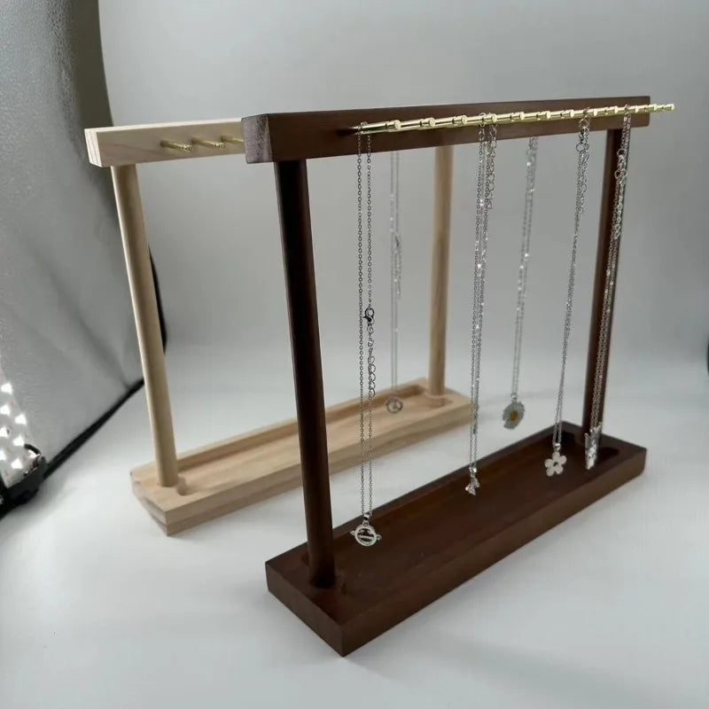 Modern Wood Jewelry Stand – 24/36 Hook Necklace Organizer Rack