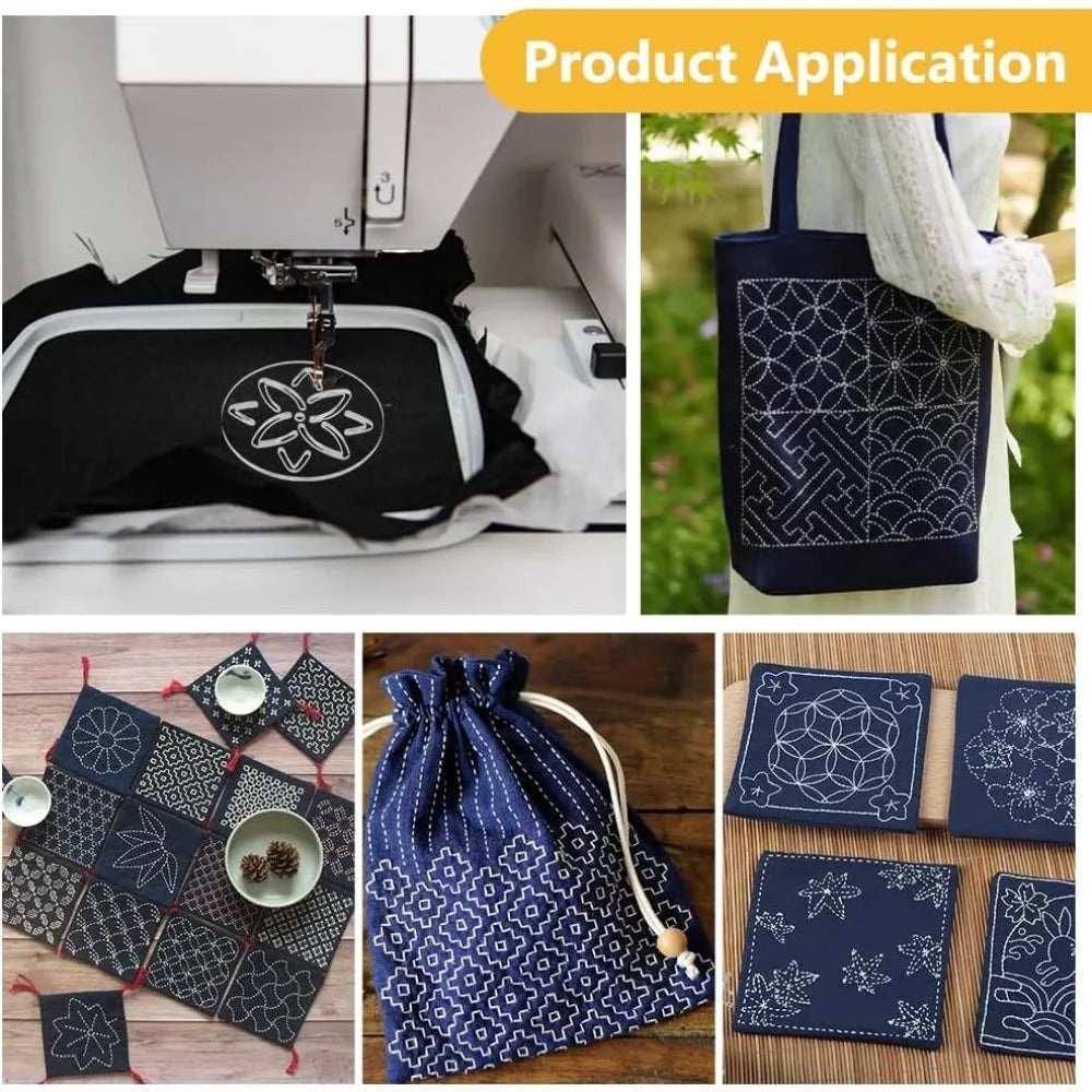16-Pc Acrylic Sashiko Stencil Set – Flower Embroidery Templates