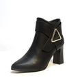 Women's PU Ankle Boots – Square Heel & Belt Buckle | Sizes 34–43