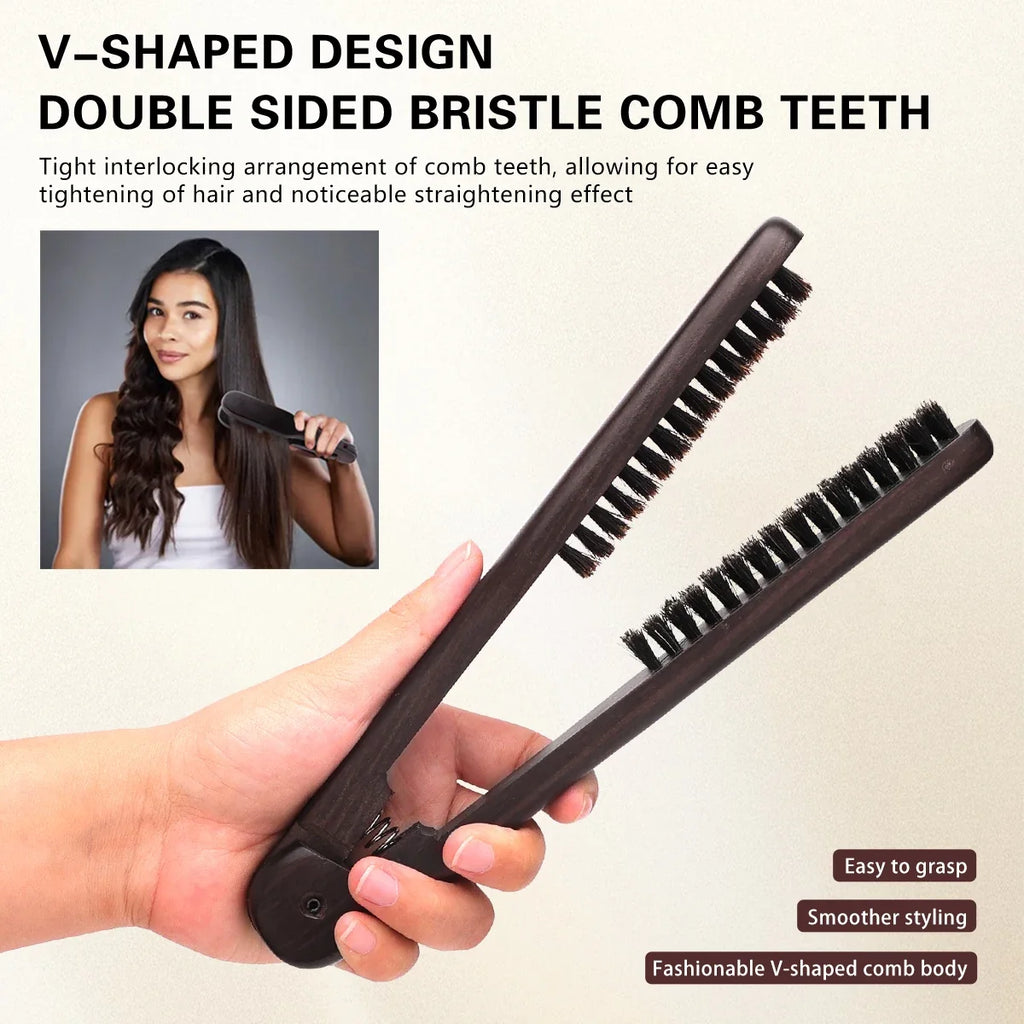 Wooden Double-Sided Hair Straightening Comb | Blow Dry Brush
