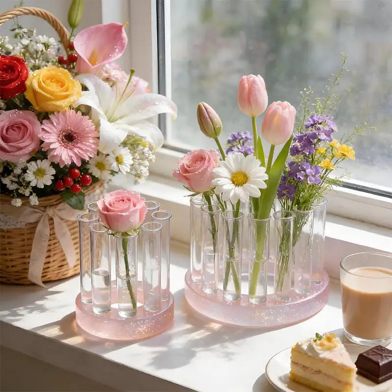 Flower Test Tube Holder Silicone Molds DIY Handmade Vase Tray Epoxy