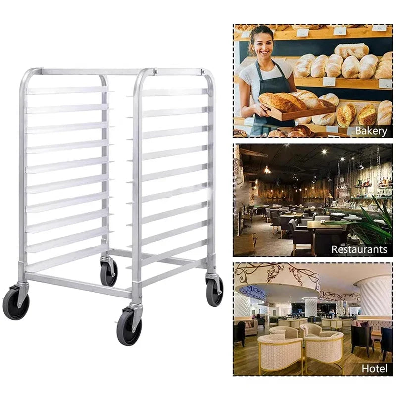 Commercial Bakery Bun Pan Rack Trolley 10 or 20 Layer Wheels