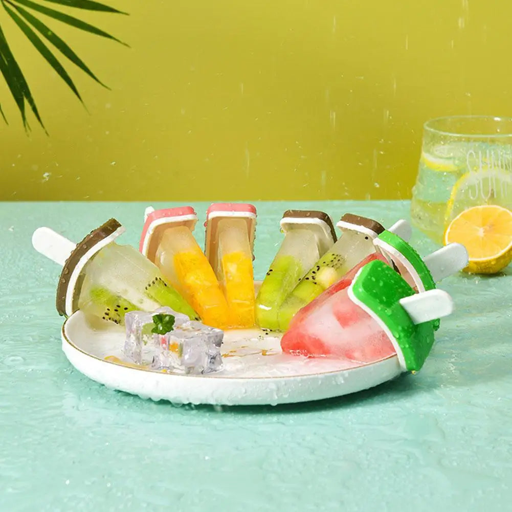 6-Grid Watermelon Silicone Popsicle Mold Tray with Sticks