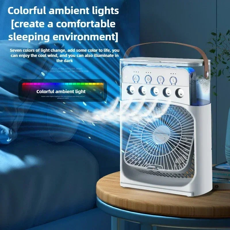 URGGU 5-Hole Misting Spray Fan – Quiet Rechargeable Desk Fan