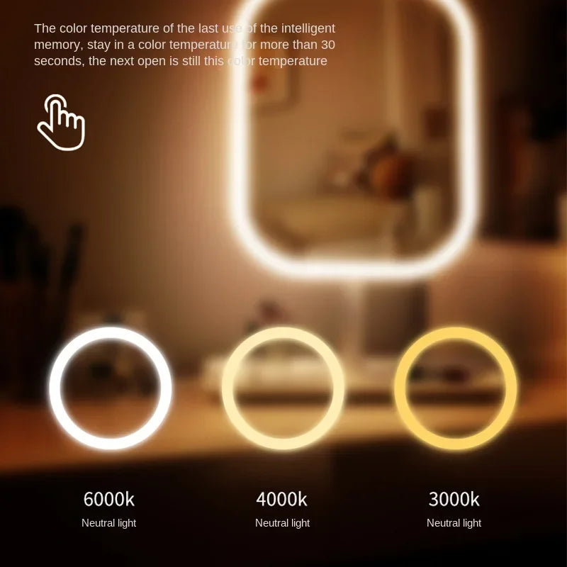 LED Vanity Mirror 3 Color Touch Control | Desktop Makeup Mirror