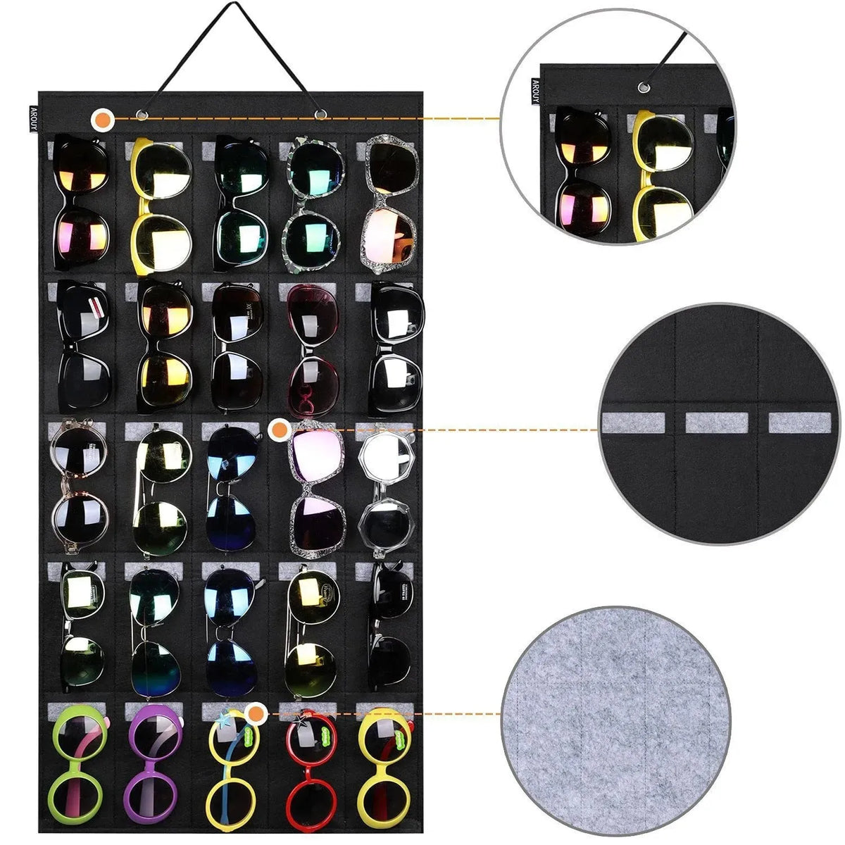 Sunglasses Storage Hanging Bag 15 25 Felt Slot Organiser Eyeglasses