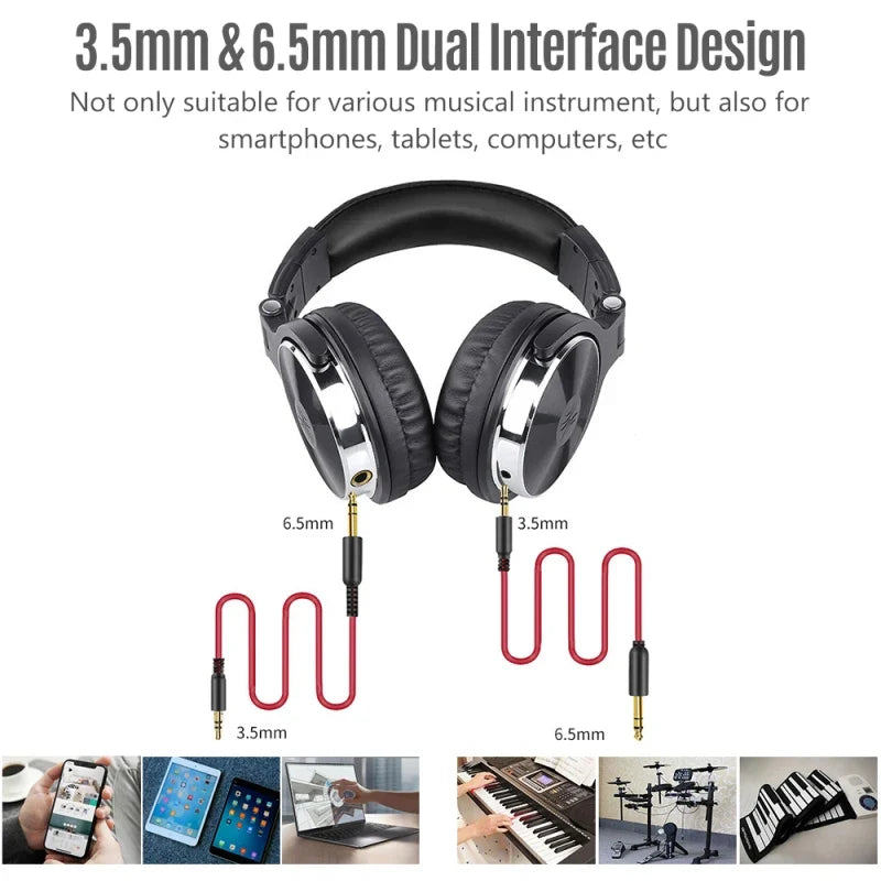 Professional Monitor Headphones for Piano Guitar 3.5mm & 6.5mm