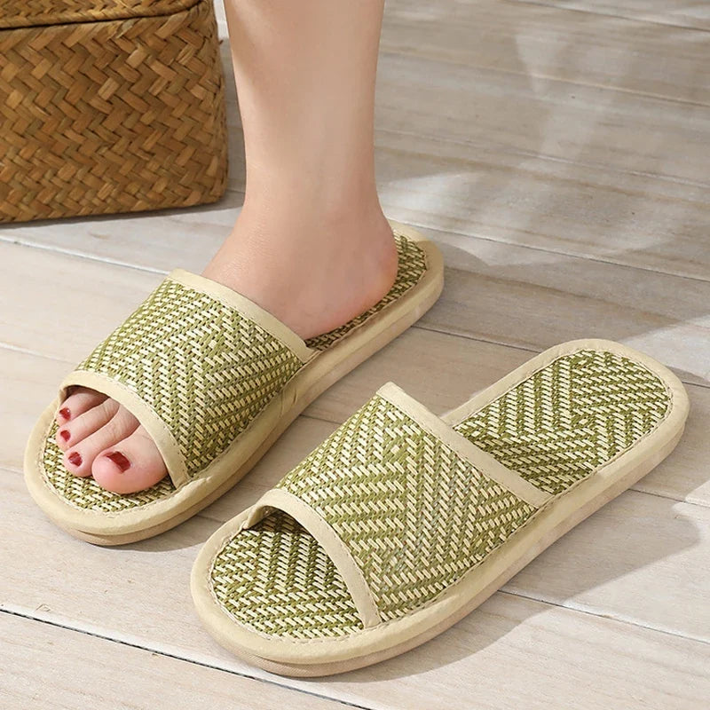 Women's Woven Rattan Flat Sandals | Bohemian Home Slippers