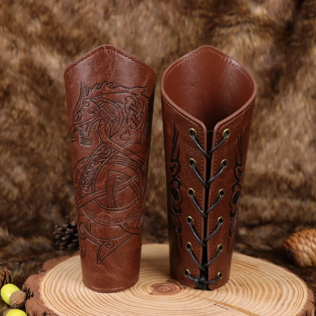 Medieval Armor Men Cosplay Armguard Arm Bracers Lace-up Viking Pirate