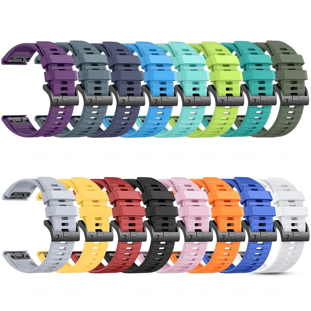 QuickFit Silicone Watch Band for Garmin Fenix 7 6 – 22mm & 26mm