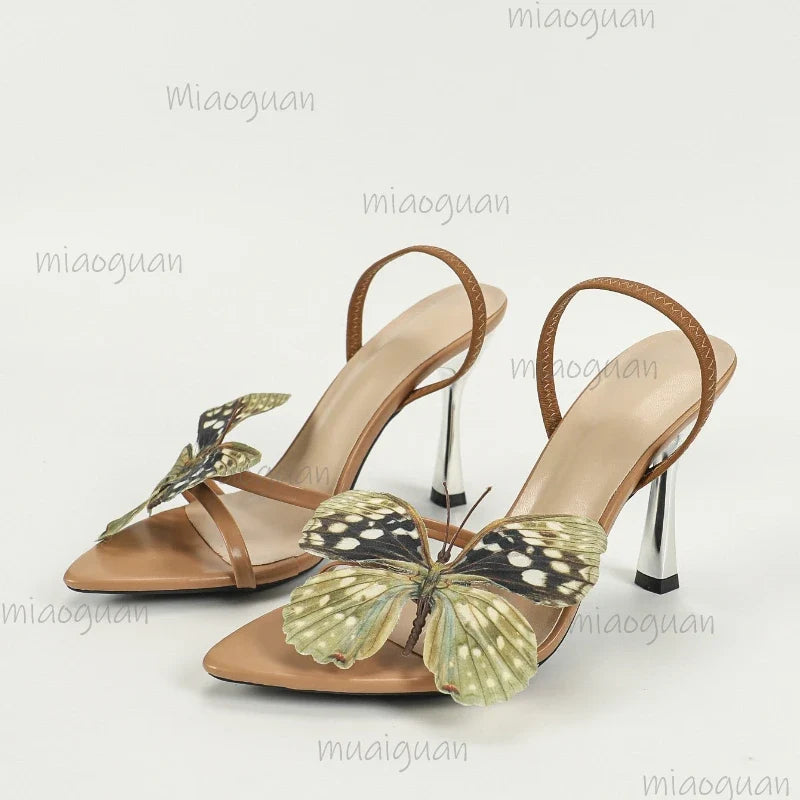 Butterfly 10CM Stiletto Heel Sandals – Pointed Toe Women's Heels