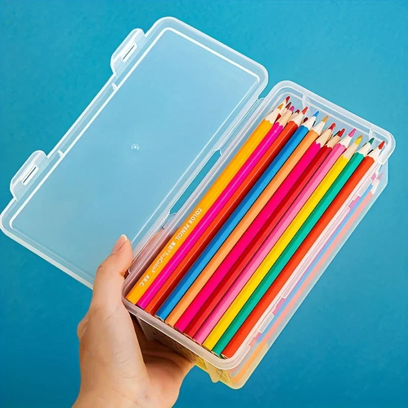 2 Large Capacity Office Transparent Plastic Storage Box Portable Can