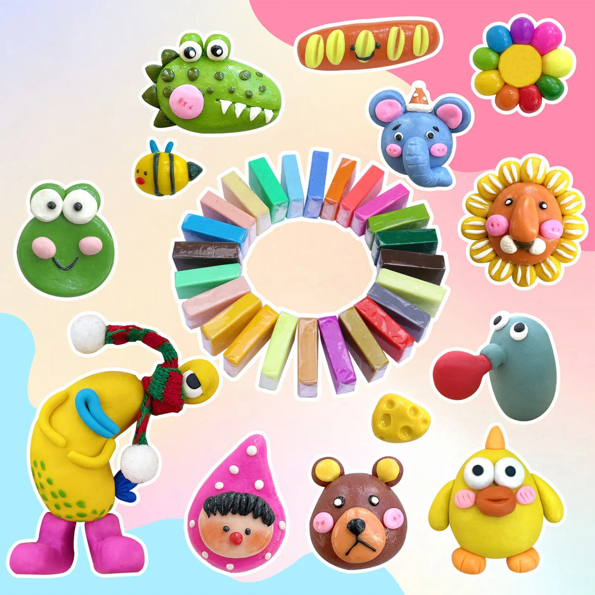 Kids Polymer Clay Kit – 48 Colors, Tools & Accessories