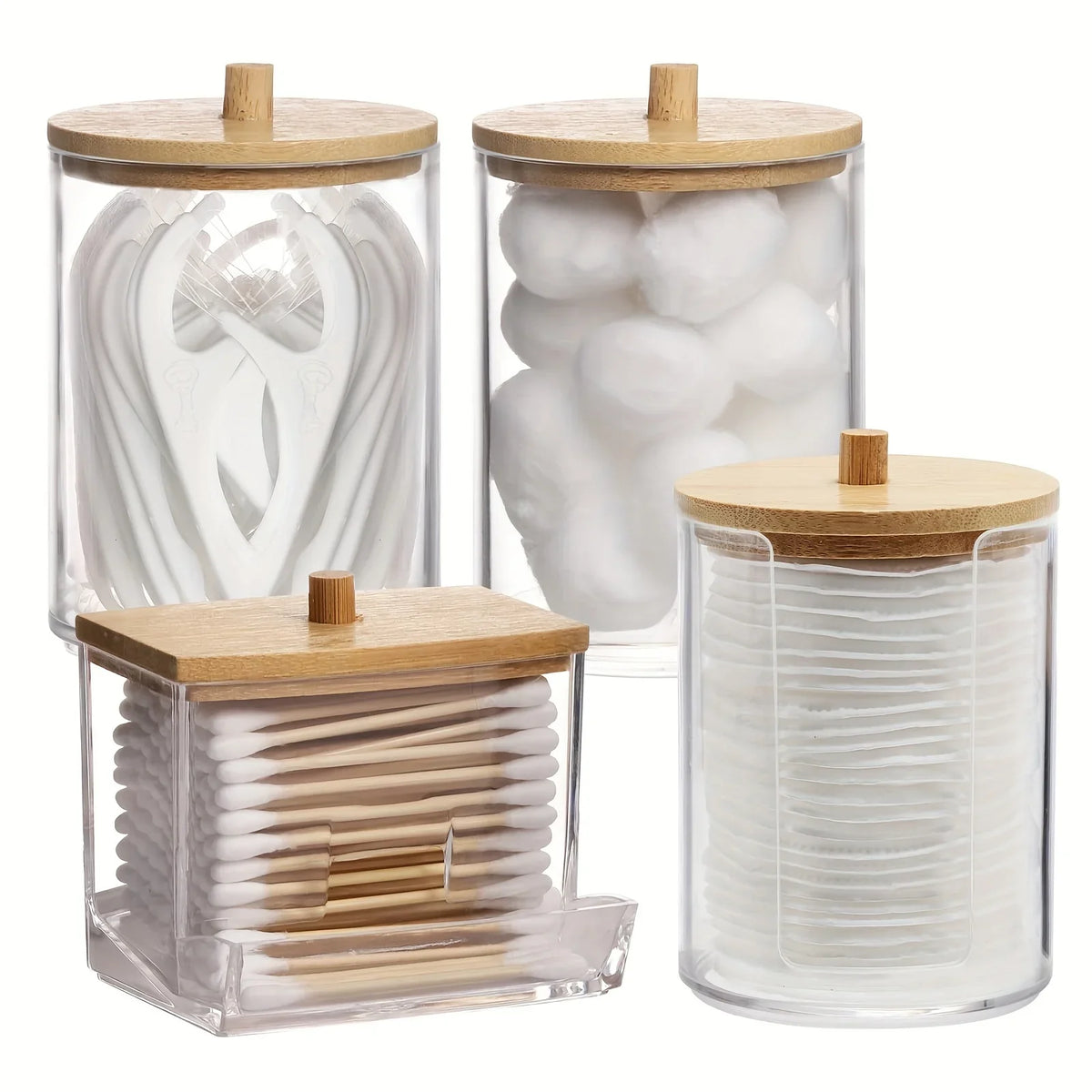Cotton Swab Holder Dispenser Apothecary Jars Restroom Bathroom